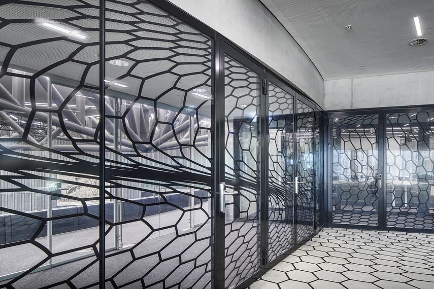 fuego light Puertas and fuego light Ventanas - Maison de la Paix, Ginebra located in Geneva, Suiza