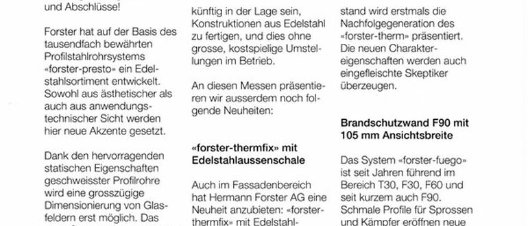 Forster 1993 presto de acero inoxidable